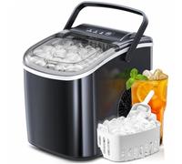 ZAFRO Máquina de hielo para encimera con autolimpieza, 9 balas de hielo listas en 6 minutos, 26.4 libras/24 horas, máquina de hielo portátil con asa/cuchara de hielo/cesta para el hogar/cocina/camping