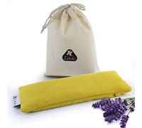 ZAFUKI Almohadilla Relajante para Ojos (22 x 8,5cm) - con saquito Tela para guardarlo - Ideal para la práctica de savasan en Yoga, Relleno de Semillas y Flor de Lavanda.