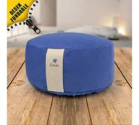 ZAFUKI Zafu Redondo DESENFUNDABLE Cilindro - Cojín Meditación y Yoga Mindfulness - Relleno cáscara espelta (Azul Laguna)