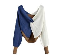 ZAFUL Sudadera de Mujer con Cuello de Punto Sudadera con Cuello Trenzado Femenino Deconstrucción Color, Bloque de Color C