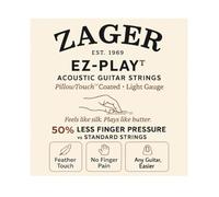 Zager Easy Play Pillow - Cuerdas de guitarra con revestimiento táctil, cuerdas de guitarra acústica, bronce 80/20, para guitarra de 6 cuerdas, tono de proyección brillante profundo, luz personalizada