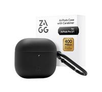 ZAGG Funda con mosquetón para AirPods Pro 2/1 - Funda Protectora Compatible con Carga inalámbrica - Protección contra caídas de 360°, Polvo y arañazos, diseño de Silicona Duradera, Color Negro