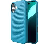 ZAGG Funda Luxe Snap para iPhone 16 Plus, carga inalámbrica MagSafe, protección contra caídas de 10 pies, ecológica, reforzada con grafeno, diseño ondulado, azul río
