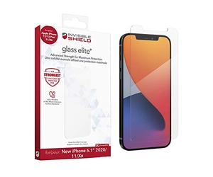 ZAGG InvisibleShield Glass Elite+ para Apple iPhone 12/12 Pro/11/XR (pantalla), antimicrobiano, protección contra impactos, sin manchas, resistente a los arañazos