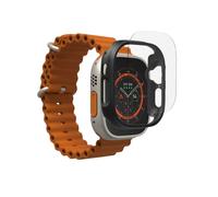 ZAGG InvisibleShield Glass Fusion 360 para Apple Watch Ultra, tamaño del reloj: cara de 49 mm, parachoques integrado y protector de pantalla híbrido flexible para protección de 360 grados, resistente a las manchas, parachoques negro