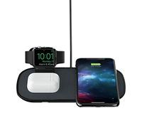 ZAGG mophie - Almohadilla de Carga inalámbrica 3 en 1, 7,5 W, Carga rápida, Compatible con iPhone, AirPods, Reloj Inteligente y Dispositivos habilitados para Qi, Color Negro