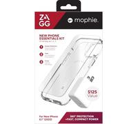 ZAGG & mophie Phone Essentials Kit para iPhone 15 Glass+ Protector de pantalla de defensa, Crystal Palace Snap MagSafe Case, mophie Speedport 30W GaN Charger - Protección de 360° + potencia rápida y