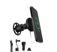 ZAGG mophie Qi2 - Soporte de ventilación de carga inalámbrica para coches, carga rápida de 15 W, brazo de extensión, dispositivos compatibles con Qi y MagSafe, color negro