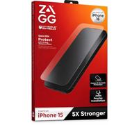 ZAGG Protector de pantalla Elite Glass para iPhone 16 y iPhone 15-5X, vidrio templado más fuerte, protección contra arañazos e impactos, resistente a las manchas, fácil de instalar, InvisibleShield