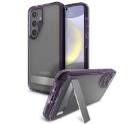 ZAGG Santa Cruz - Funda para Samsung Galaxy S24 con soporte, mejorada con grafeno, resistente a caídas hasta 13 pies, ultrafina, transparente con detalles de color, morado uva
