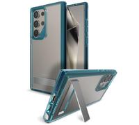 ZAGG Santa Cruz - Funda para Samsung Galaxy S24 Ultra con soporte, mejorada con grafeno, resistente a caídas hasta 13 pies, ultrafina, transparente con detalles de color, azul vibrante