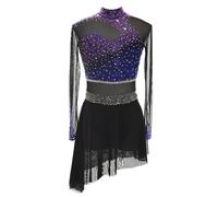 Zagitova Vestido de patinaje artístico for niñas, ropa de competición de patinaje sobre hielo con diamantes de imitación brillantes, Ropa de baile de Ballet con cremallera sin espalda(4XL)