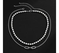 ZAGZIG Collares para Hombres Retro Diseño geométrico Creativo Perla Personalidad Estilo Hip Hop Hombres y Mujeres Mismos Accesorios de joyería Regalos, Silver