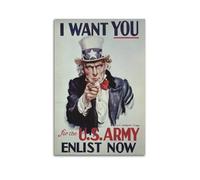 ZAHAABWS Póster artístico de Uncle Sam I Want You to Join The United States Army Art Poster pintura decorativa lienzo póster de pared e imagen artística moderna decoración de dormitorio familiar