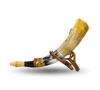 ZAHANAARA Cuerno de guerra vikingo, trompeta de batalla de cuerno de buey genuino de 40,6 cm, grabado a mano, cuerno nórdico, cuerno antiguo, herramienta de caza, cuerno de batalla, cuerno de soplado