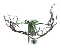ZAHD Diadema de cuerno, delfo de bosque, corona de bruja negra, hada negra, flores, diadema, diadema, hadas, corona de flores, elfos, tiara de cuerno de cuerno, para Halloween, cosplay (verde)