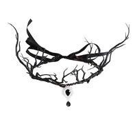 ZAHD Diadema de cuernos de delfo de bosque, corona de bruja negra, hada negra, flores, diadema, diadema, hadas, corona de flores, elfos, tiara de cuerno de cuerno, para Halloween, cosplay (negro)