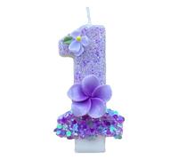 Zahl Geburtstagskerzen Glitzer Kuchen Deko Blumendesign für Nutzung | Hochwertiges Paraffin Design System, Funkelnde Glitzer Oberfläche Struktur Feature, Sichere Brenn Funktion, Männer Frauen Fa