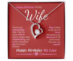 Zahlia Collar para esposa, idea de regalo que le encantará: colgante romántico con tarjeta de mensaje y caja de regalo para cumpleaños, aniversario, Navidad o San Valentín, Estándar, Oro Acero