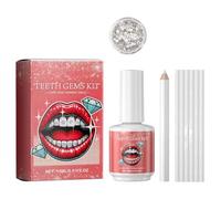 Zahn-Set Mit Kleber - Buntes -Zahnset - Zahn-Set-Dekoration | Set Mit Kleber Licht Applikator Und Zahnedelsteinen Zur Sicheren Anwendung Für Party Make-Up Und Zahnstyling