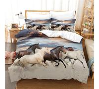 ZAHOCAI Funda Nordica 240x260 cm Caballo CastañO Claro 110gsm Microfibra Funda Edredon + 2 Fundas De Almohada 50x80cm,Apto para Adultos Y NiñOs Funda De EdredóN