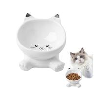 Zahoken Cuenco elevado para gatos, cuencos elevados para gatos, plato alto inclinado de cerámica, a prueba de derrames, antideslizante, para gatitos, cachorros, comer, beber, apartamento, ciudad