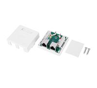 ZAICOLER Adaptador de Conector de Pared de Red Super 5 Shield RJ45-8P8C, Caja de Montaje de 2 Puertos para Cable de Extensión de Escritorio, Material ABS Blanco