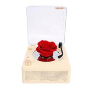 ZAICOLER Altavoz Retro BT Tornamesa para Exhibir Casa,Rosa Eterna | Sonido Envolvente 360°,ABS Y Rosa Real Preservada,Altavoz Vintage de Fonógrafo,10W para Regalo,16x15,7x13cm,Luz Cálida