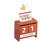 ZAICOLER Calendario Perpetuo de Madera, Cuenta Regresiva, Mes, Fecha, Bloque, Calendario de Cubos, Decoración de Escritorio para Uso en el Hogar o la Oficina, Forma de Dibujos Animados (Tipo 4)