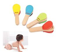 ZAICOLER Castañuela de Mano Educativa de Madera para Niños, Juguete de Percepción Musical para Niños Pequeños, Madera de Haya