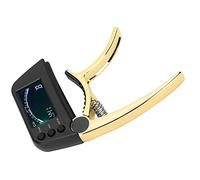 ZAICOLER Clamp/Holder Afinador de Capo de Guitarra con Pantalla LCD, Herramienta 2 en 1 para Ukeleles Clásicos Eléctricos Acústicos, Aleación de Zinc ABS para Guitarristas (oro brillante)