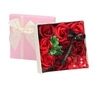 ZAICOLER de Rosas Exquisita Caja de Regalo de Baño de Flores para el Día de San Valentín, de Flores Romántico para Mujeres, de Rosas de Simulación que No Se Decolora para Almacenamiento a Largo (rojo)