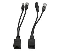 ZAICOLER Durable Kit de Adaptador Divisor PoE de 12 V Fuerte Compatibilidad Instalación Plug and Play Transmisión de Señal a Prueba de Agua para Cámaras de Seguridad 1 Paquete ABS y Goma (Black)