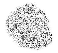 ZAICOLER Juego de 300 Piezas de Cuentas de Letras Acrílicas Diy, Cuentas del Alfabeto en Forma de Cubo Impresas para Hacer Pulseras y Collares, Ideal para Manualidades, 1,6 Oz, Letras Negras +