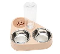 ZAICOLER Juego de Cuencos para Comida con Botella de Agua para Mascotas con Recarga Automática de Agua para Perros y Gatos, Color Rosa, Plástico Resistente a la Oxidación y Acero Inoxidable, Diseño