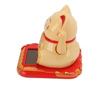 ZAICOLER Linda Estatuilla Solar de Gato Chino Sonriente Que Agita Trae Suerte y Alegría para la Oficina en Casa (Yellow)