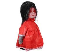 ZAICOLER Muñeca Aterradora Que Camina, Muñeca Embrujada Espeluznante con Ojos Rojos y Activación por Voz para Decoración de Fiesta de Halloween, 30 X 20 Cm, Negro/Blanco (Z113 bebé Fantasma Andante