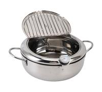 ZAICOLER Olla para Freír, Olla Japonesa de Acero Inoxidable 304 con Drenaje de Aceite, Control de Temperatura y Tapa, Ideal para Tempura, Cocina y Cocina de Inducción