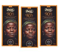 Zaini Tavoletta Cioccolato Fondente - Lote de 3 barras de chocolate (90% cacao, 75 g)
