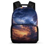 Zaino Clouds And Lightning, leggero, casual, da lavoro, da lavoro, dal design classico e resistente per l'uso quotidiano.