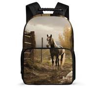 Zaino Fence And Horse, leggero, casual, da lavoro, da lavoro, dal design classico e resistente, per l'uso quotidiano.