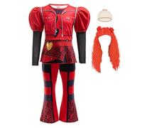 ZaisuiFun Disfraz Red Descendientes Niña con Peluca para Cumpleaños Halloween Carnaval Fiesta