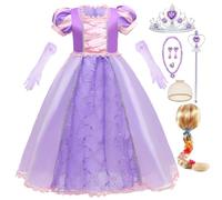 ZaisuiFun Vestido Princesa Rapunzel Niña Disfraz Morado con Accesorios Peluca Halloween Fiesta Carnaval