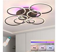 ZAITINZ lampara techo regulable 80W,moderno negro plafon led con control remoto,lampara de techo dormitorio interior redondo,3000-6000K Con función de memoria para salon,cocina,pasillo,105 * 85 cm