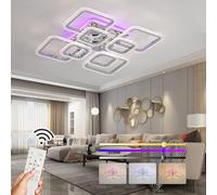 ZAITINZ plafon led techo con mando a distancia,lamparas salon techo,lamparas de techo cuadrado,lampara techo cocina regulable,luz led techo cromo 3000-6000 K para comedor,dormitorio,pasillo,80 W