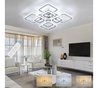 ZAITINZ Plafon LED Techo Regulable 80W con Control Remoto, Cuadrado, Cromo, 3000-6000K para Salon, Cocina, Pasillo