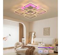 ZAITINZ plafón led techo regulable,lamparas salon techo,lampara techo cocina con mando a distancia,lampara techo cuadrado 80 W,plafon techo cromo 3000-6000 K para comedor,dormitorio,pasillo