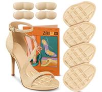 ZAIWOO Almohadillas metatarsianas para mujer, cojines de bola de pie, inserciones de tacón alto, alivio del dolor y comodidad durante todo el día, forros antideslizantes para zapatos sueltos (beige)