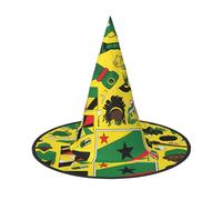 Zaixiansj Sombrero de bruja de Halloween, diseño de elementos jamaicanos, sombrero espeluznante para adultos