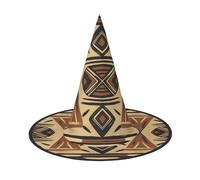 Zaixiansj Sombrero de bruja de Halloween, disfraz con estampado de elementos africanos, sombrero espeluznante para adultos